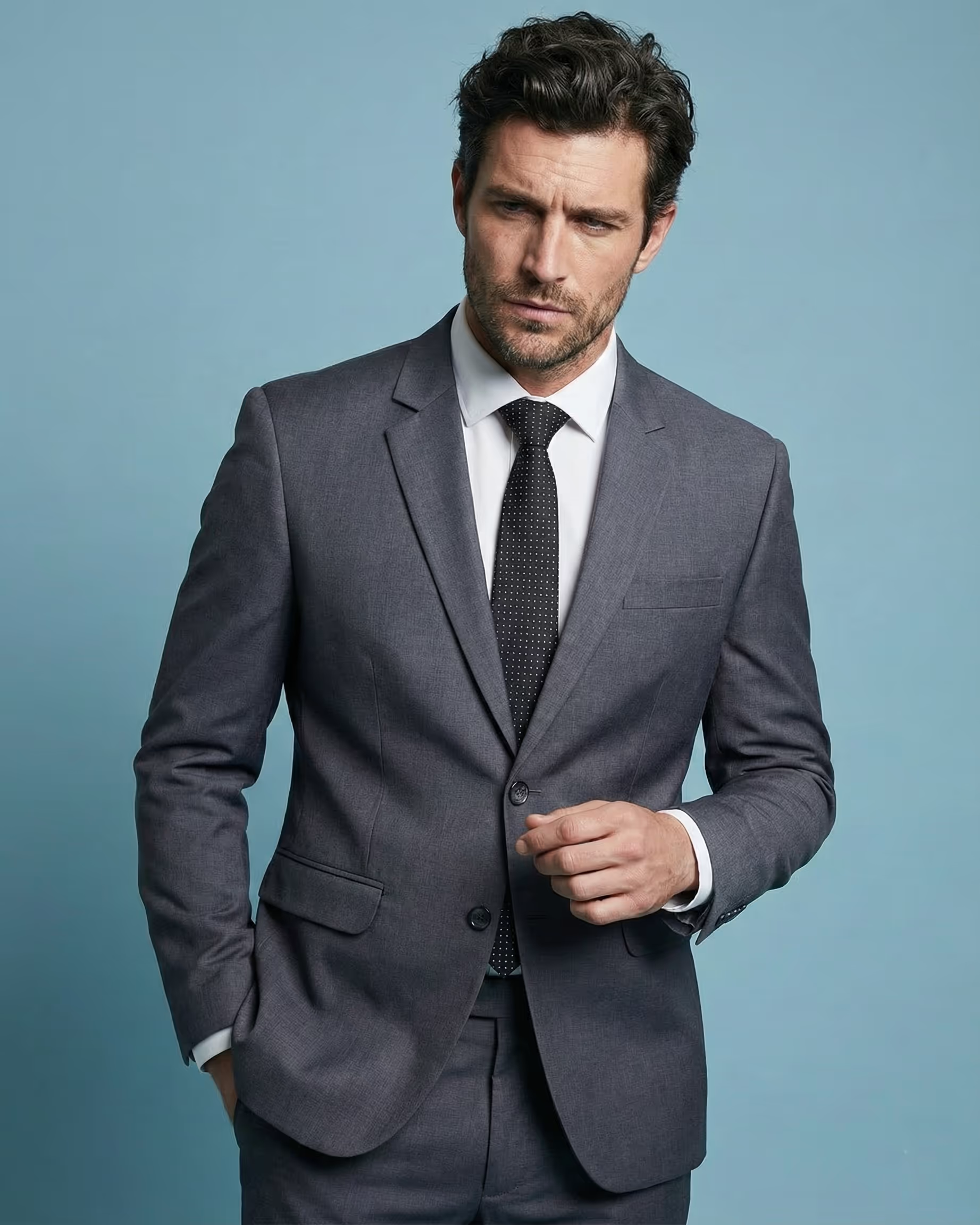Grey Single Breasted Suit