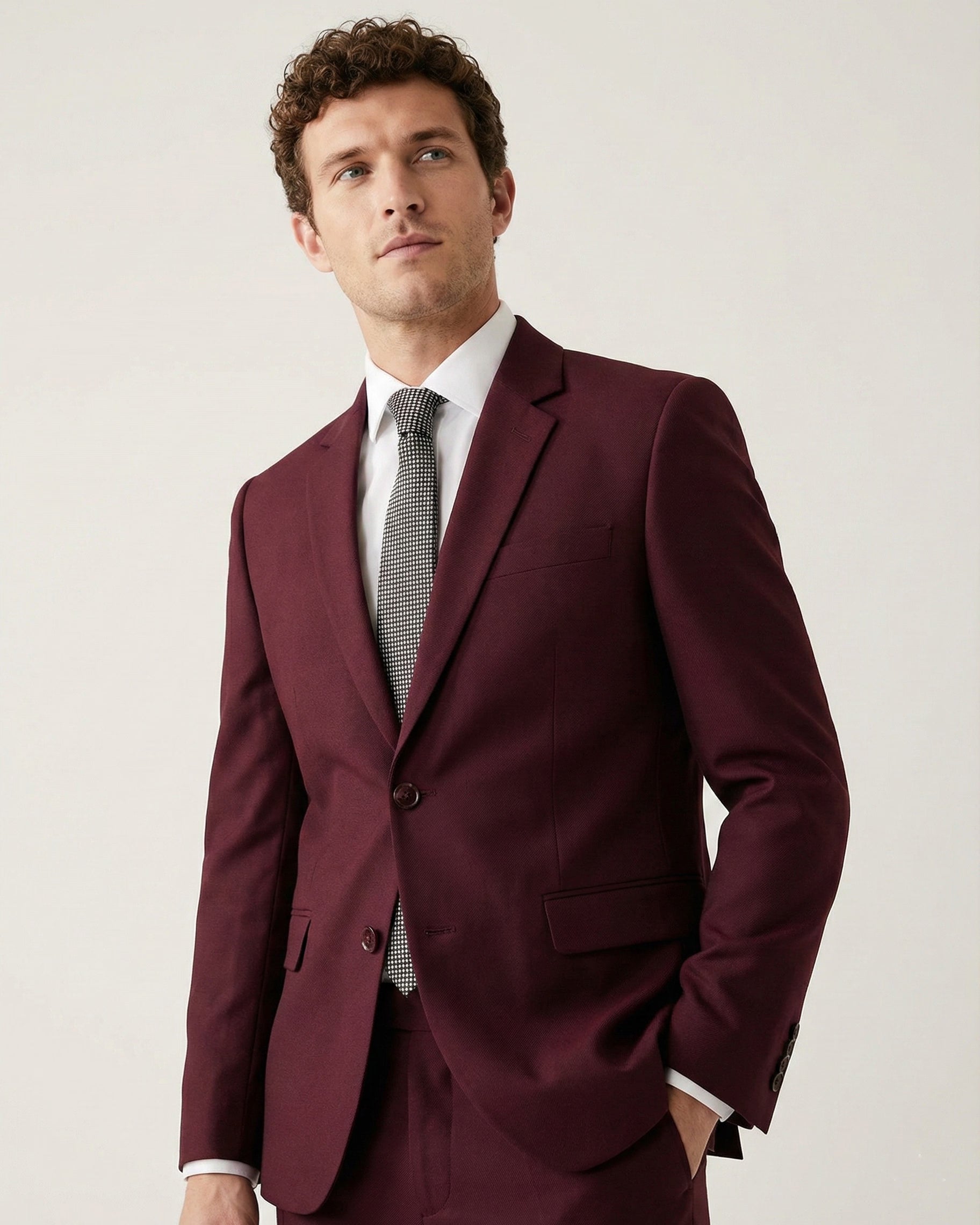 Maroon Single Breasted Suit
