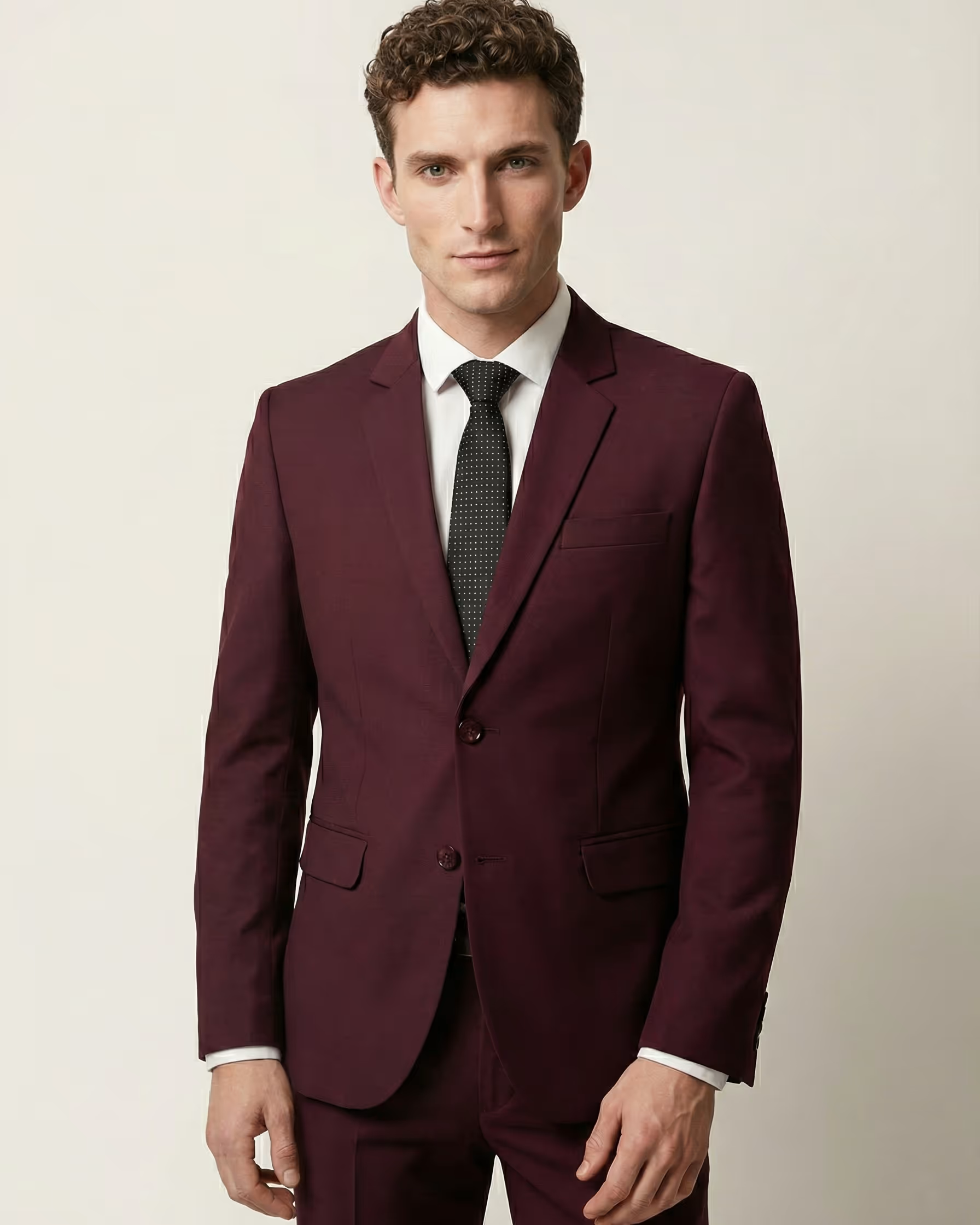 Maroon Single Breasted Suit