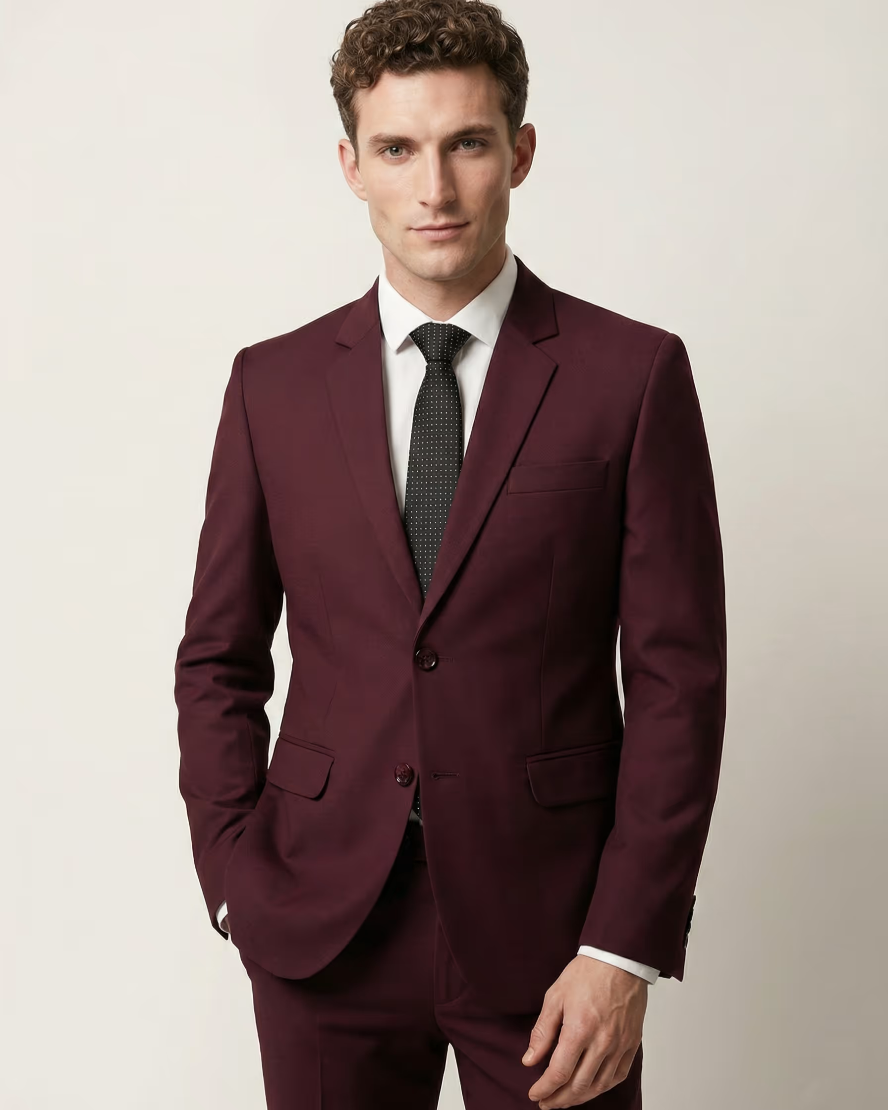 Maroon Single Breasted Suit