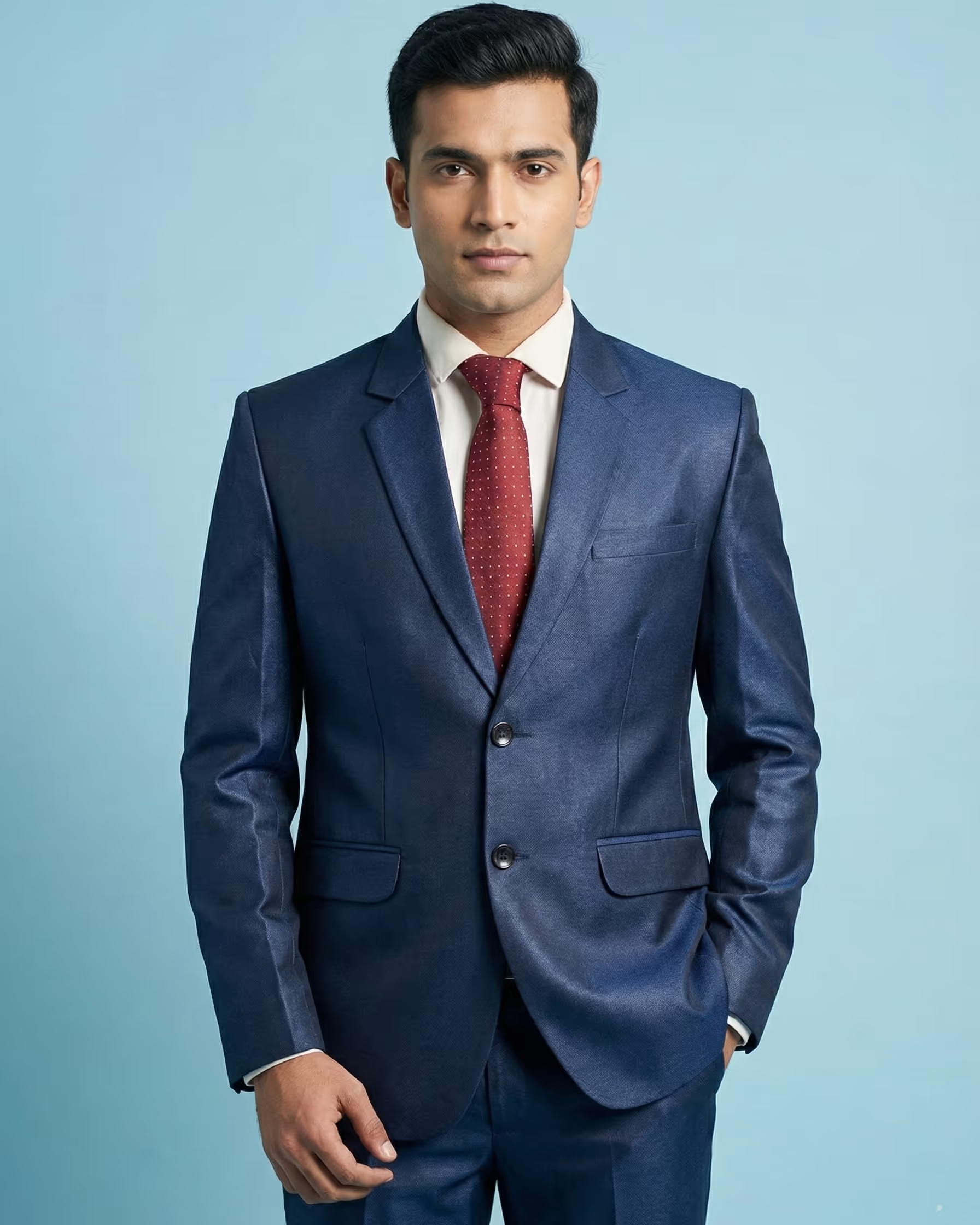 Blue Single Breasted Suit