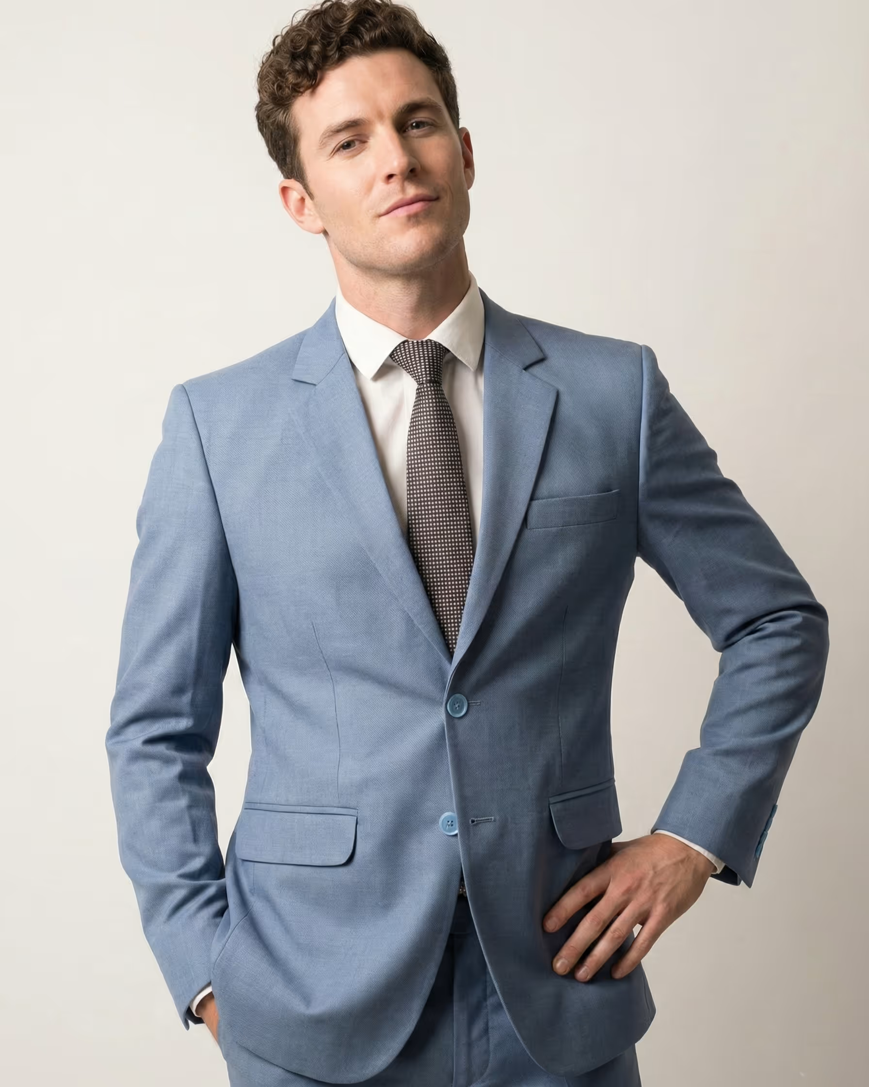 Light Blue Single Breasted Suit