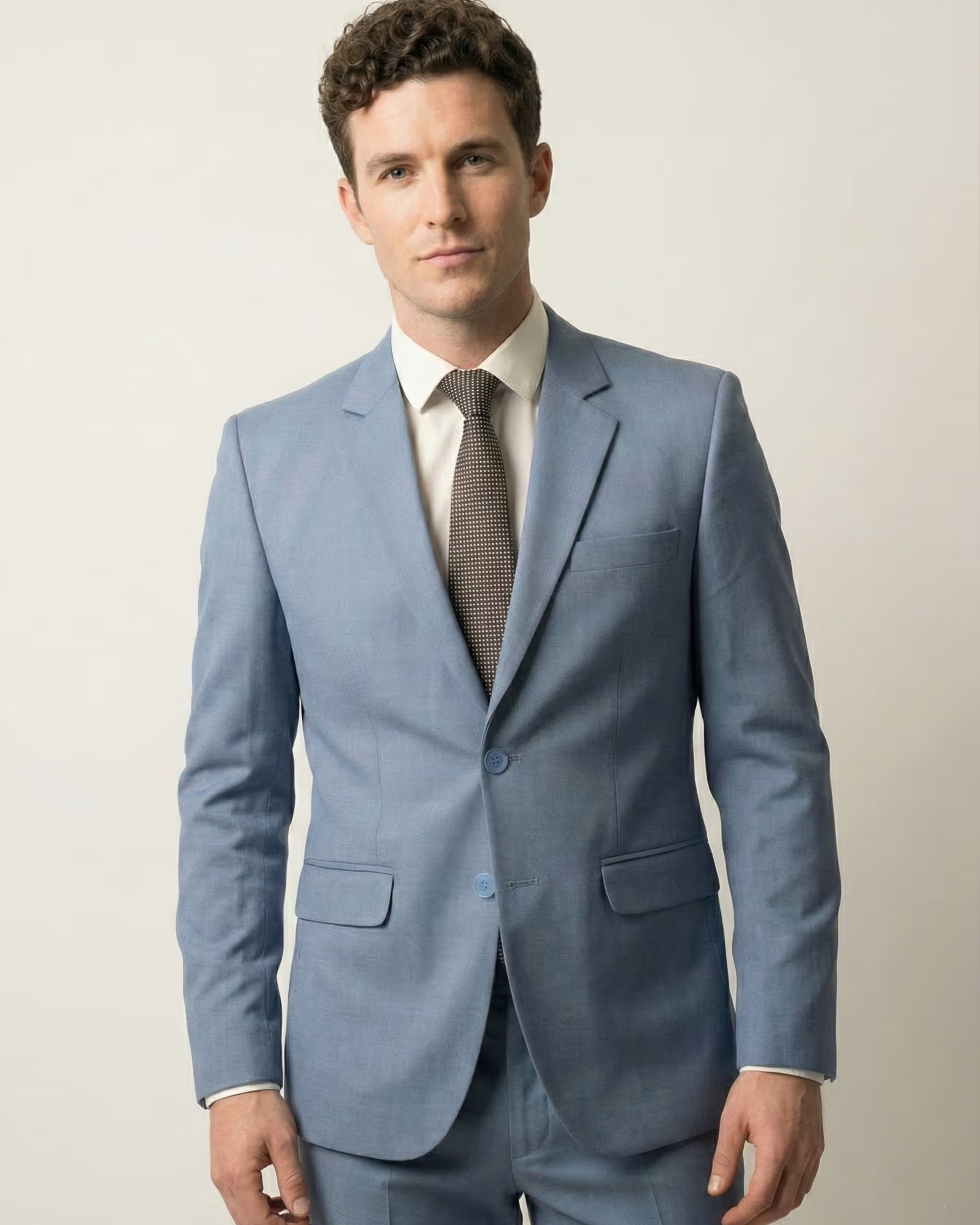 Light Blue Single Breasted Suit