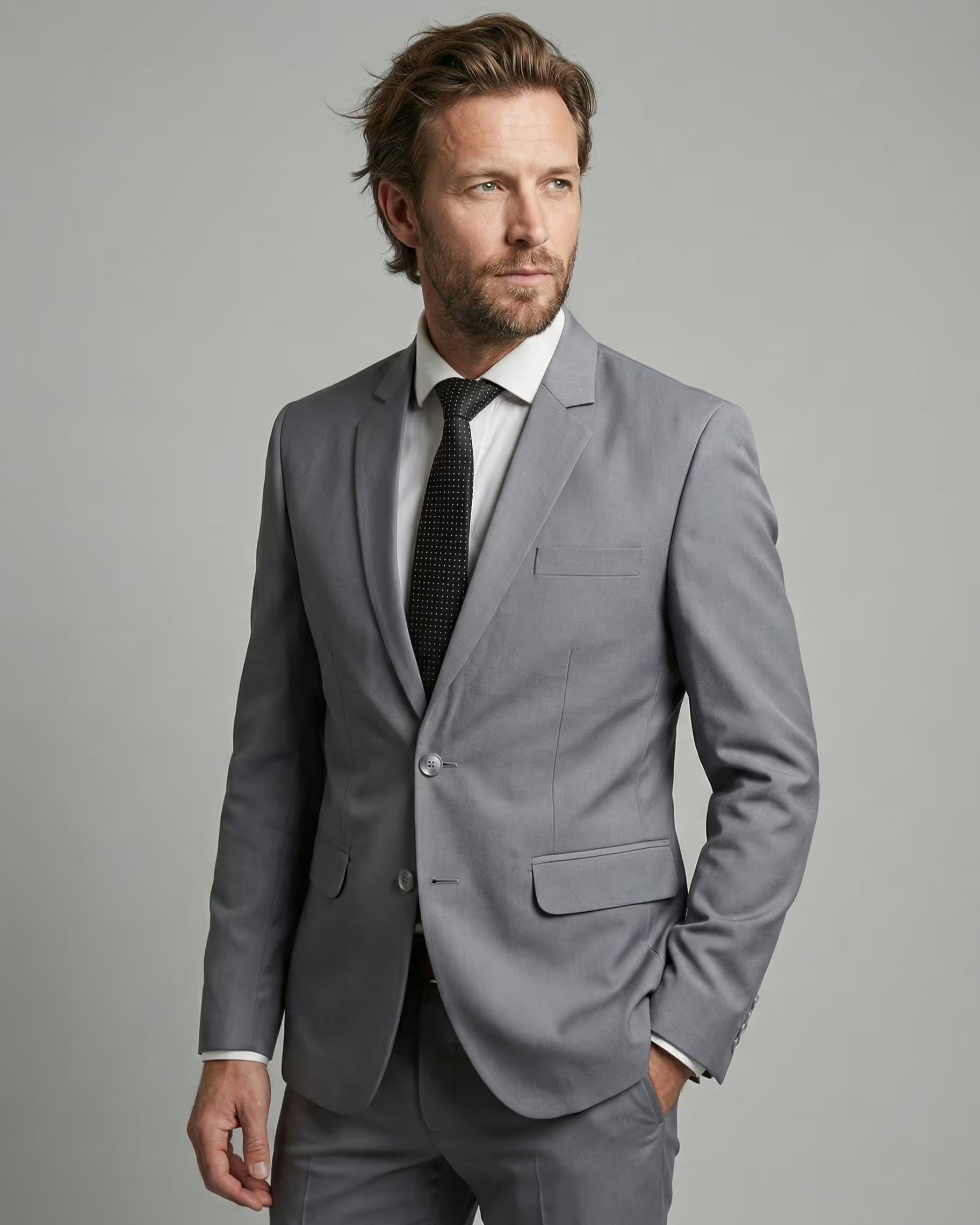 Grey Single Breasted Suit
