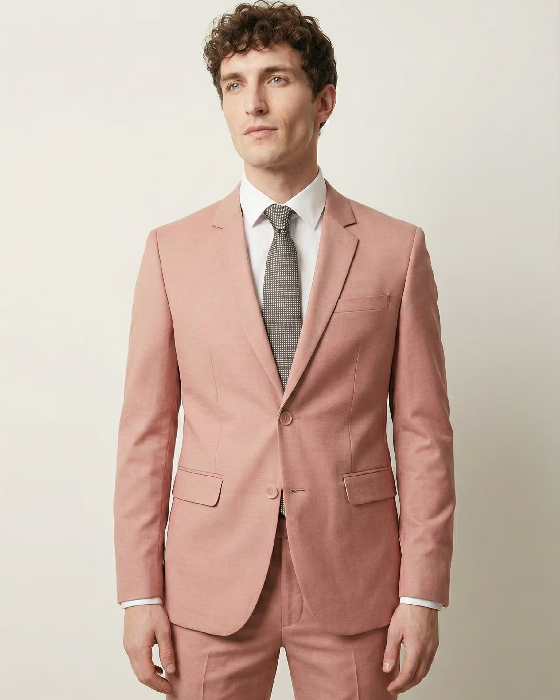 Peach Single Breasted Suit