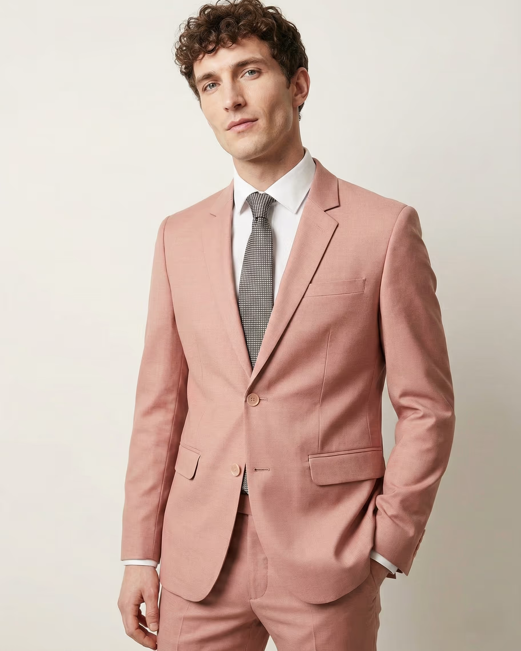 Peach Single Breasted Suit