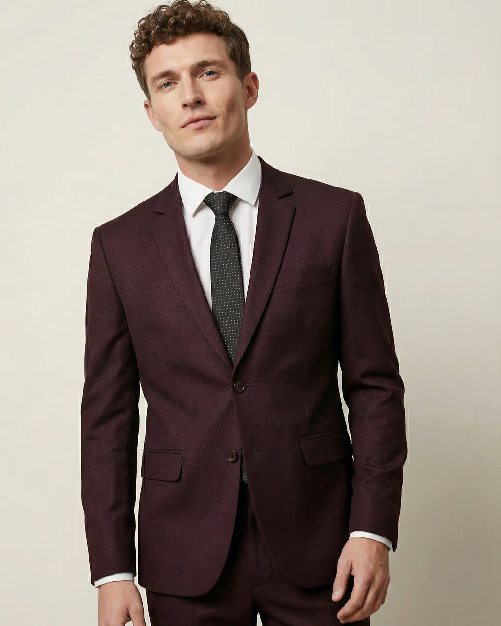 Wine Single Breasted Suit