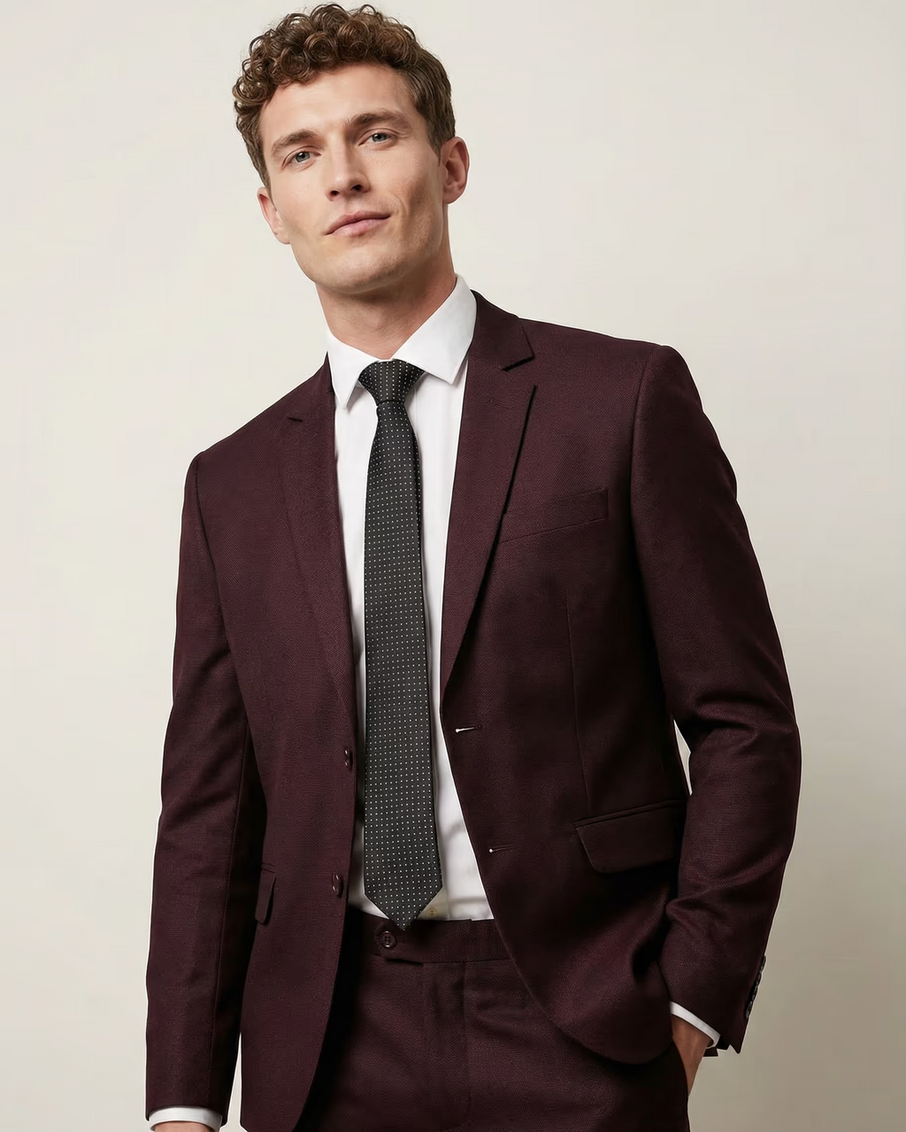 Wine Single Breasted Suit