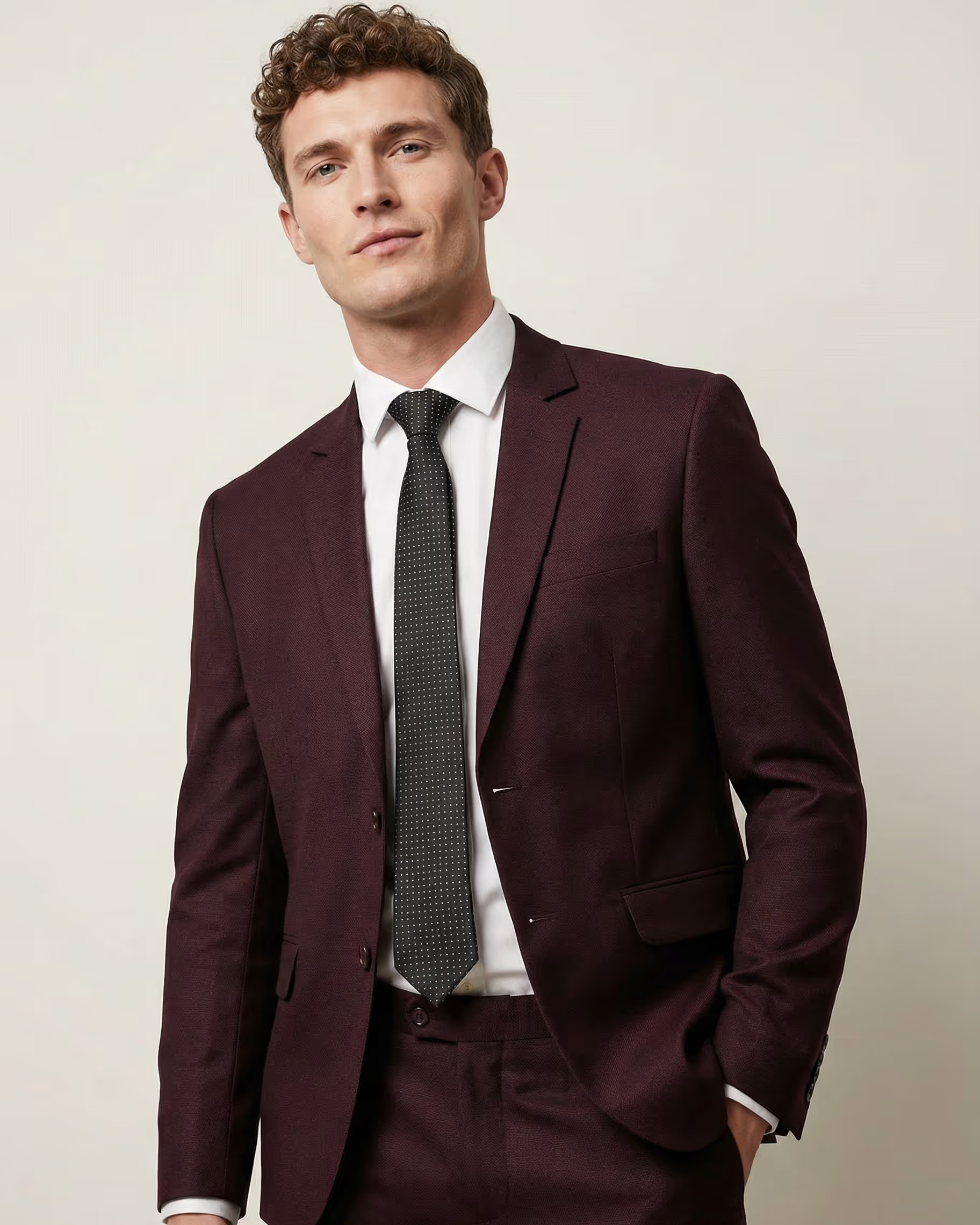 Wine Single Breasted Suit