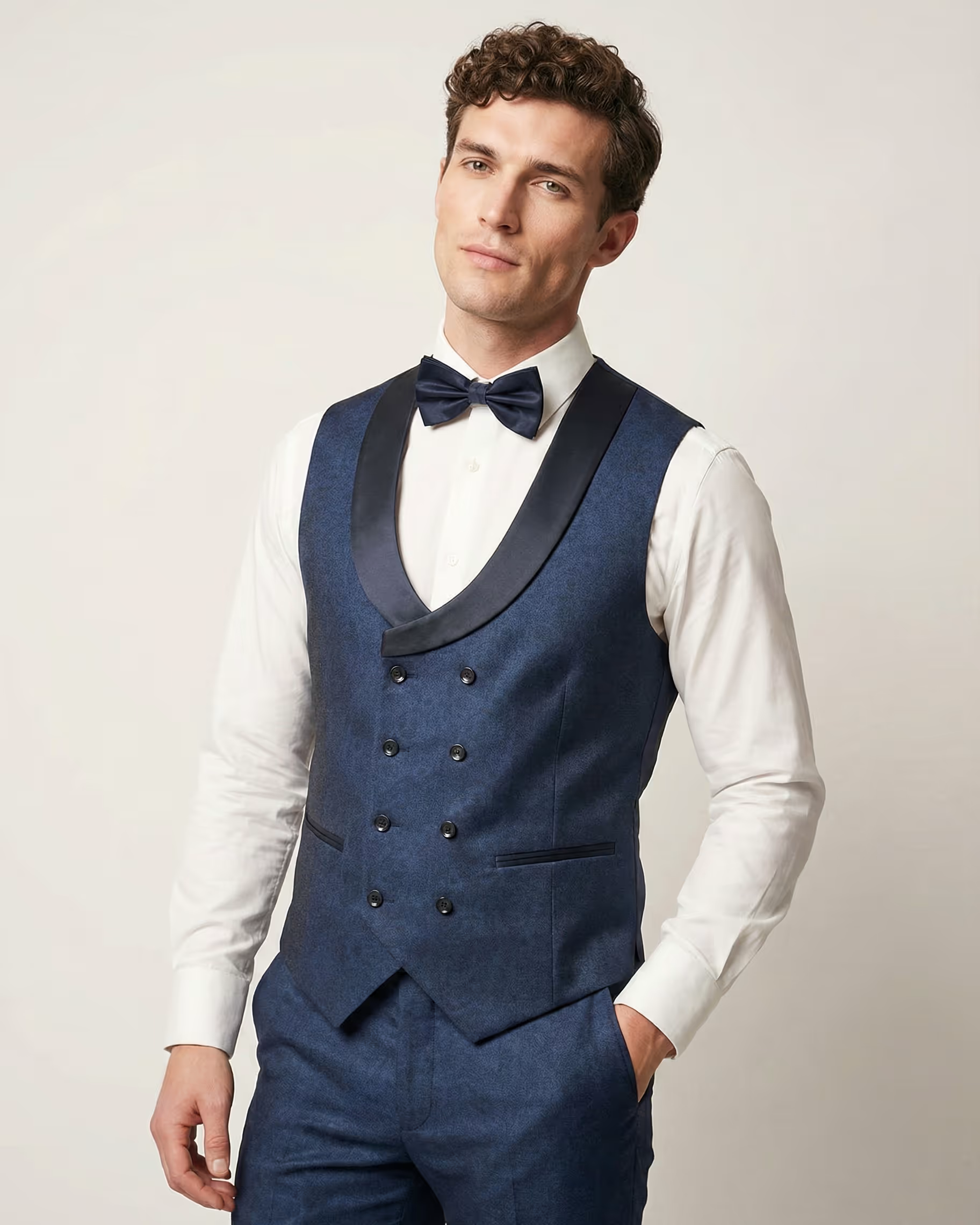 Blue Jacquard 3-Piece Tuxedo Suit