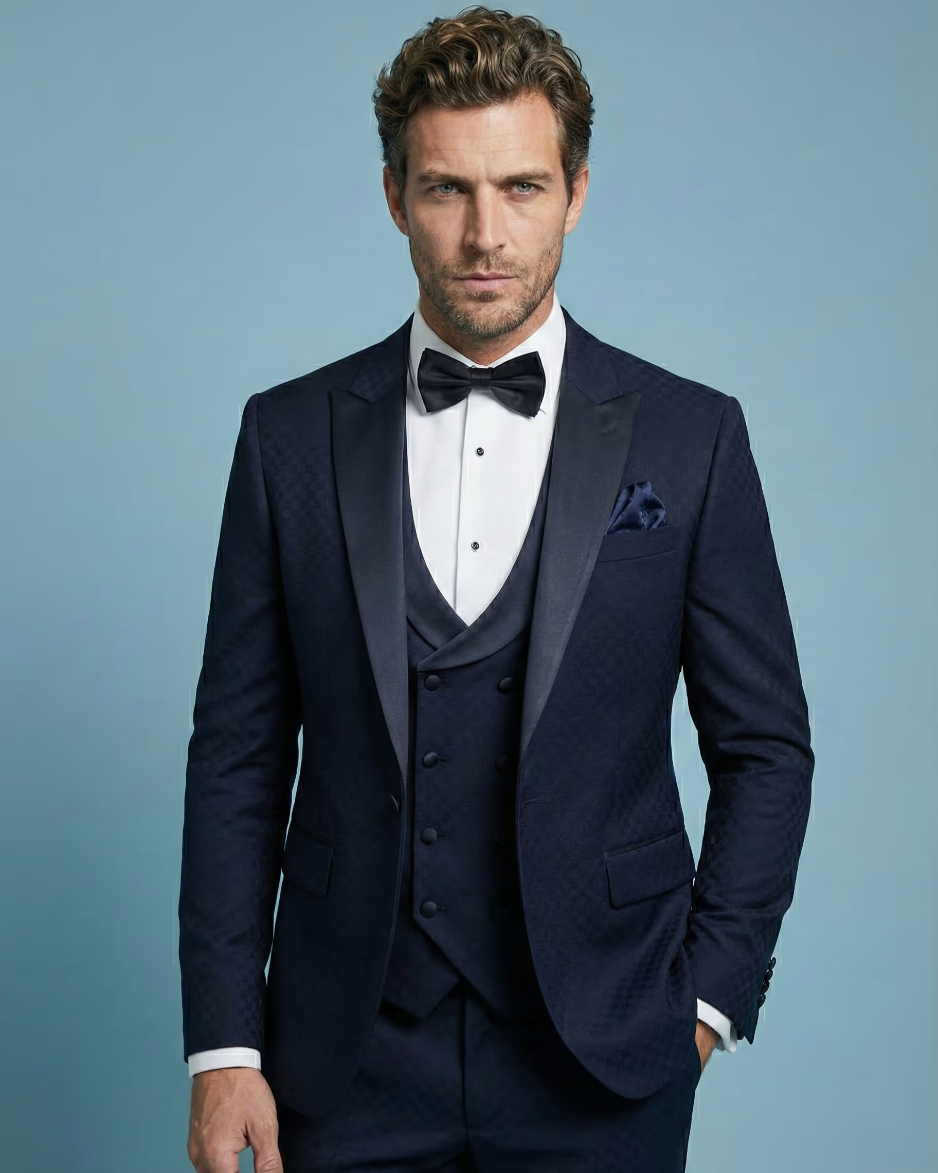 Navy Blue 3-Piece Tuxedo Suit
