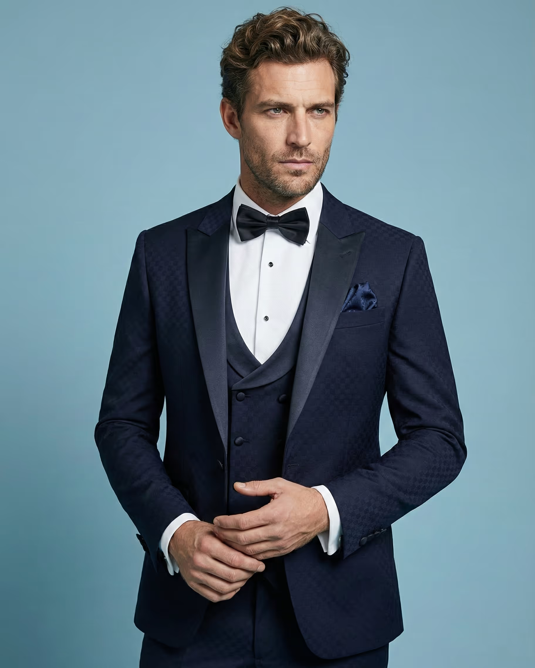 Navy Blue 3-Piece Tuxedo Suit