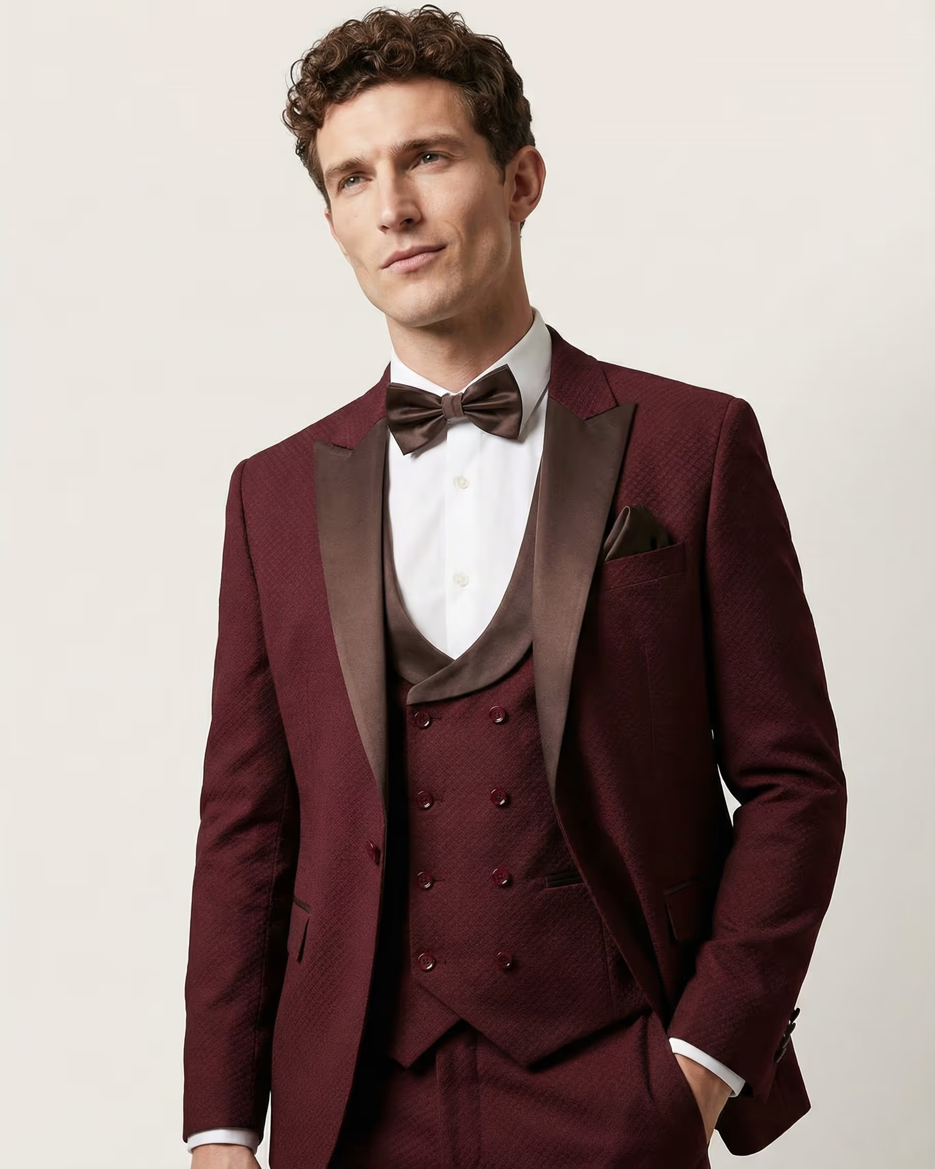 Wine 3-Piece Tuxedo Suit